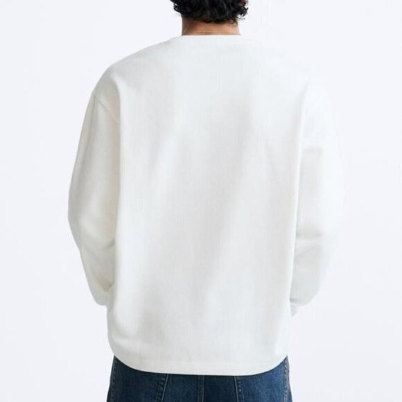 ZARA WHITE BRUSHED RIB T-SHIRT - Picture 6 of 7
